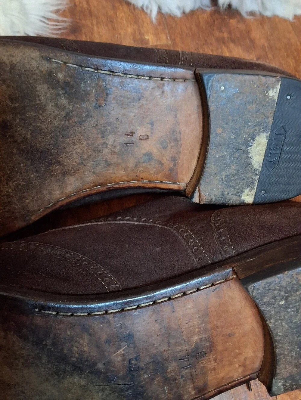 Bally Italian Men’s Brown Suede Wingtip Brogue Oxford Shoes Size 14D